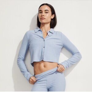 Madewell MWL Brushed Rib Cropped Cardigan Sweater Size M